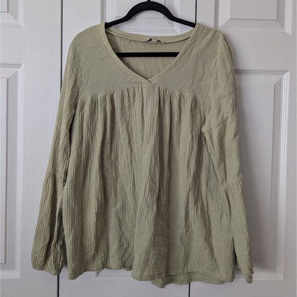 Astrologie Green Cotton Gauze Long Sleeve Top | Women’s Large - Picture 1 of 4